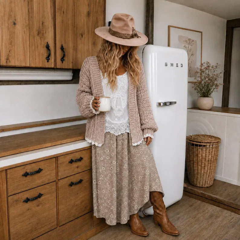 Heirloom Lace Trim Cardigan Sweater - Lavender Tribe