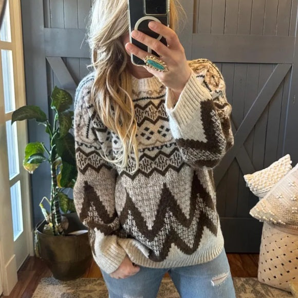 Mirror Selfie Western Pullover Sweater