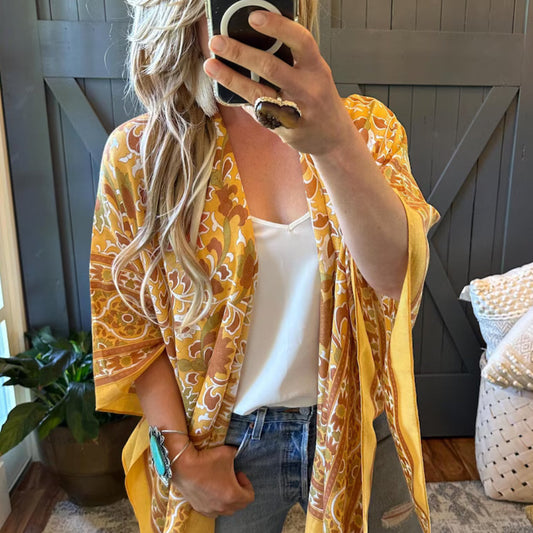Naches Boho Mustard Kimono