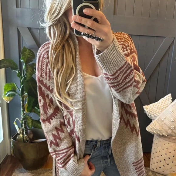 Model Wearing Western Style Cardigan