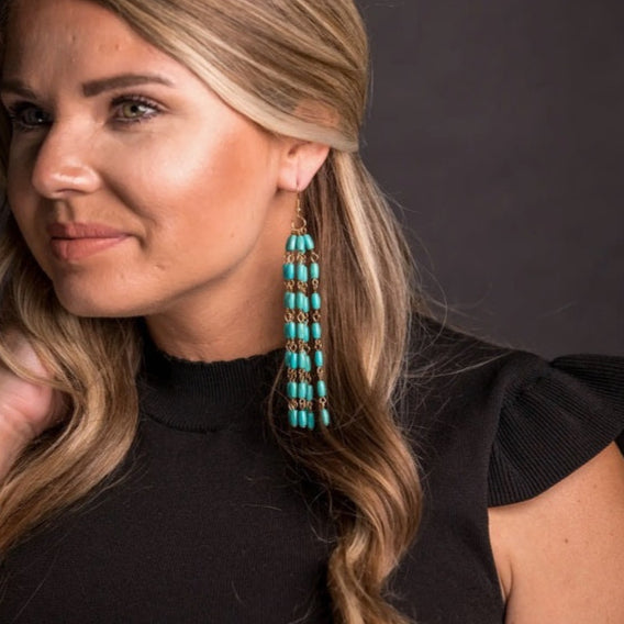 Blonde model western earrings