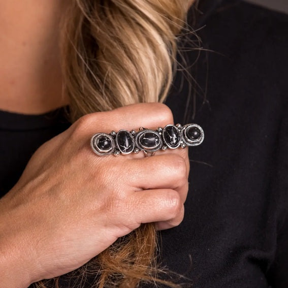 Blonde model statement black ring