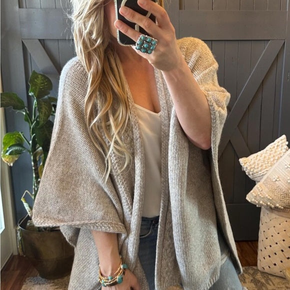 Side View Lavender Tribe Driggs Lux Oversized Belted Cardigan