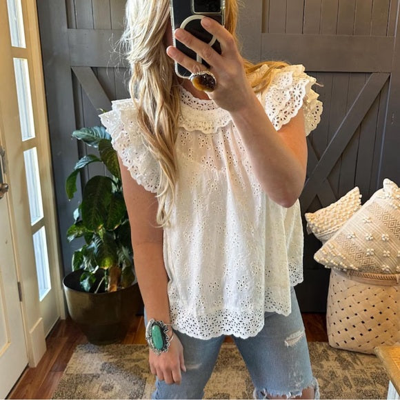Western Outfit White Lace Blouse and Denim Jeans