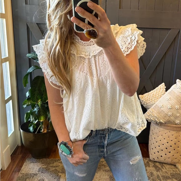 Western Outfit White Lace Blouse and Denim Jeans