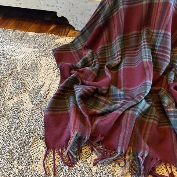 Franklin Cozy Plaid Poncho Blanket Cardigan Sweater