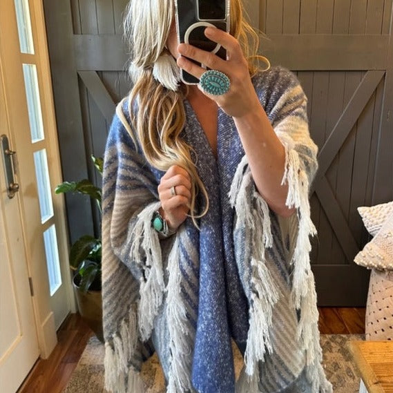 Tumwater Bohemian Knit Fringe Cardigan Sweater