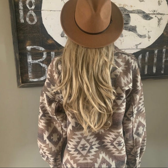 Mill Creek Aztec Tribal Print Shacket Shirt Jacket