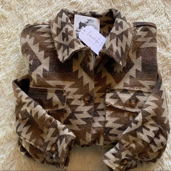Mill Creek Aztec Tribal Print Shacket Shirt Jacket