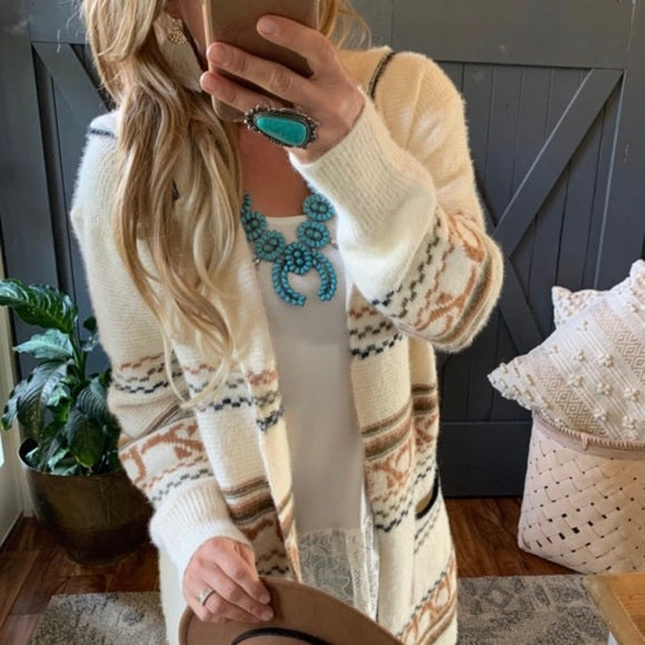 Oak Ridge Cozy Oversized Hooded Cardigan Sweater in Cream
