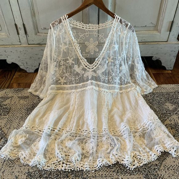 Hailey White Crochet Lace Blouse Bohemian Blouse