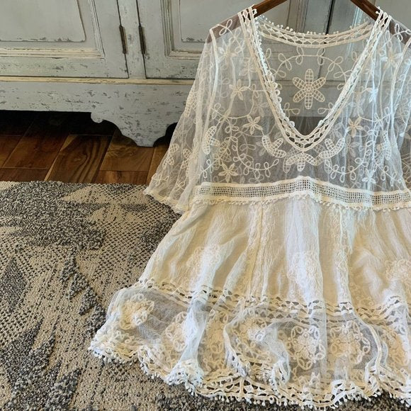 Hailey White Crochet Lace Blouse Bohemian Blouse