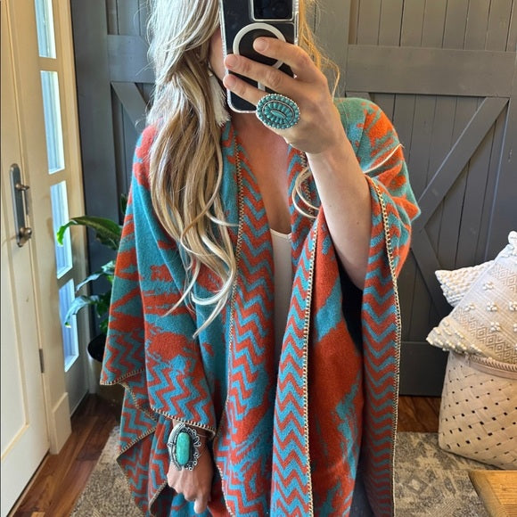 Kerrville Aztec Print Blanket Cardigan Sweater