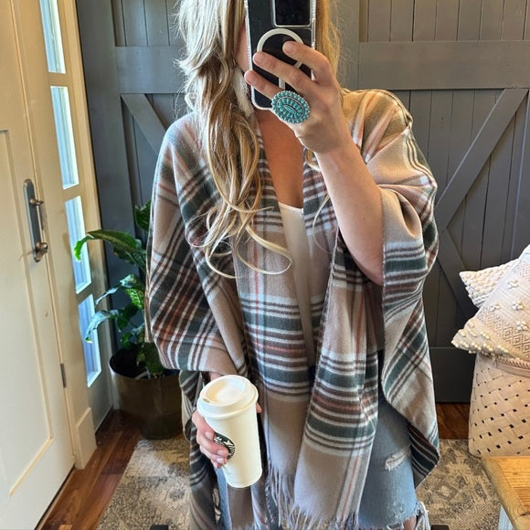 Cassidy Classic Plaid Blanket Cardigan Sweater