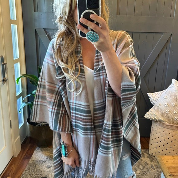 Cassidy Classic Plaid Blanket Cardigan Sweater