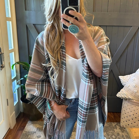 Cassidy Classic Plaid Blanket Cardigan Sweater