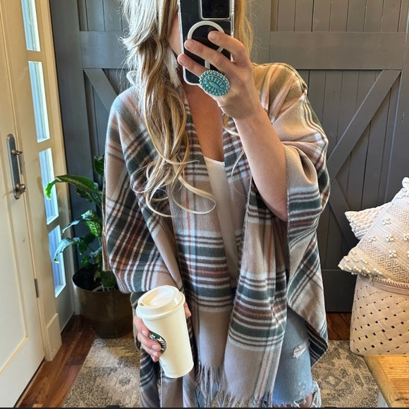 Cassidy Classic Plaid Blanket Cardigan Sweater