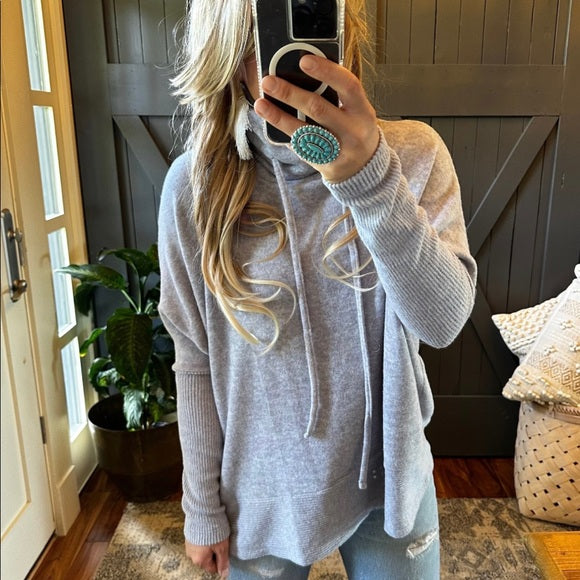 Little Rock Cozy Grey Fleece Pullover Turtleneck Sweater