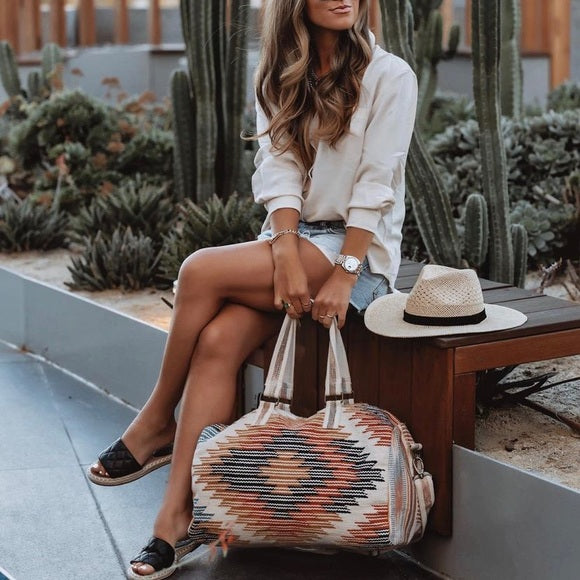 Sandstorm Aztec Kilim Tapestry Weekender Duffle Tote Bag