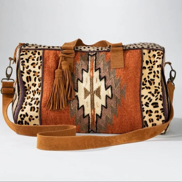 Western Kilim Tapestry Weekender Duffle Tote Bag