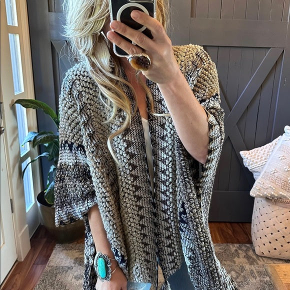 Bohemian Loom Cardigan Sweater in Gray