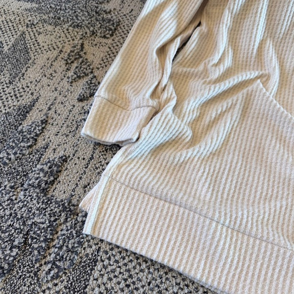 Waffle Cotton Leave Long Cozy Tunic Top Pullover