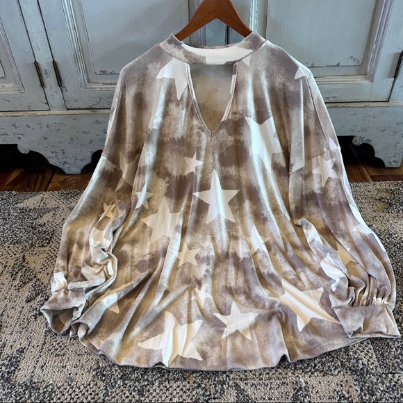 Talulla Star Print Lounge Top in Tan