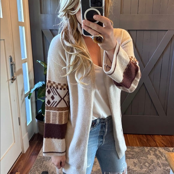 Okanagan Aztec Print Long Cardigan Sweater