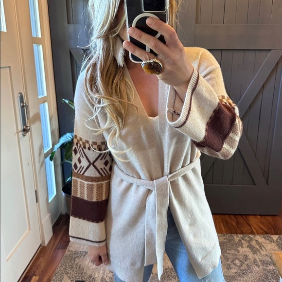 Okanagan Aztec Print Long Cardigan Sweater