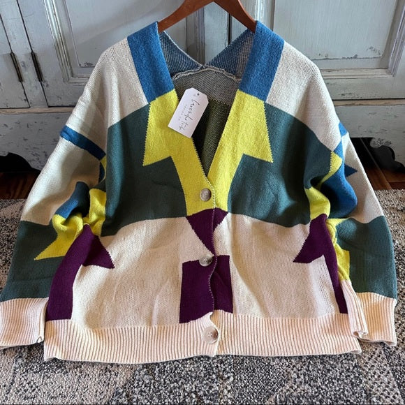 The Harmon Geometric Cotton Knit Cardigan Sweater