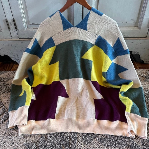The Harmon Geometric Cotton Knit Cardigan Sweater