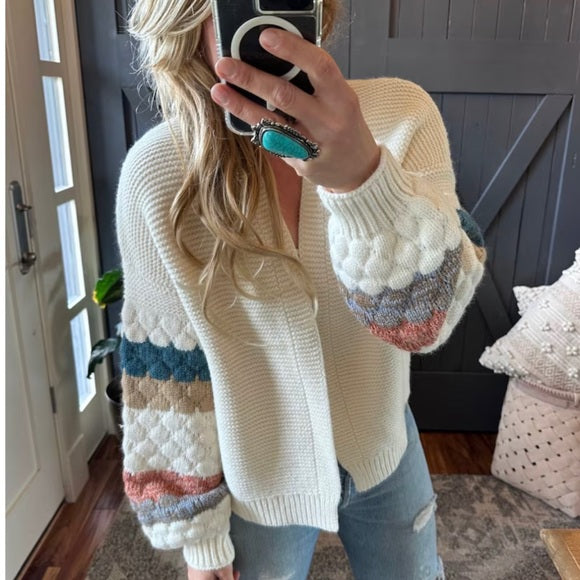 The Kallie Quilted Stripe Cardigan Sweater