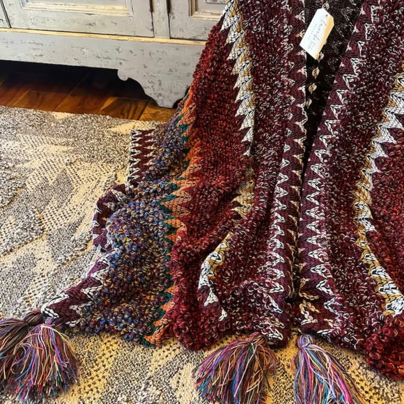 Bohemian Loom Cardigan Sweater in Red - Lavender Tribe