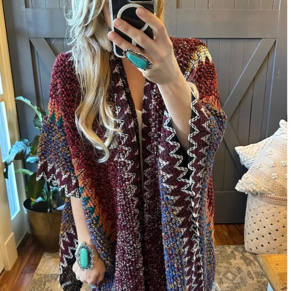 Bohemian Loom Cardigan Sweater in Red - Lavender Tribe