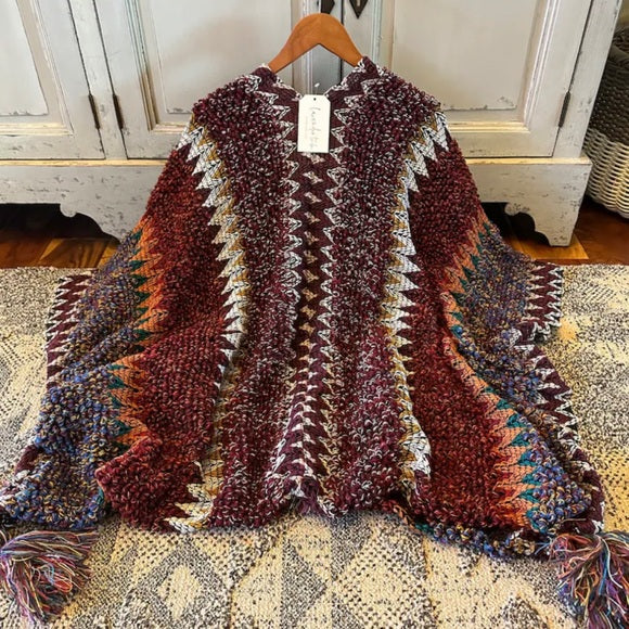 Bohemian Loom Cardigan Sweater in Red - Lavender Tribe