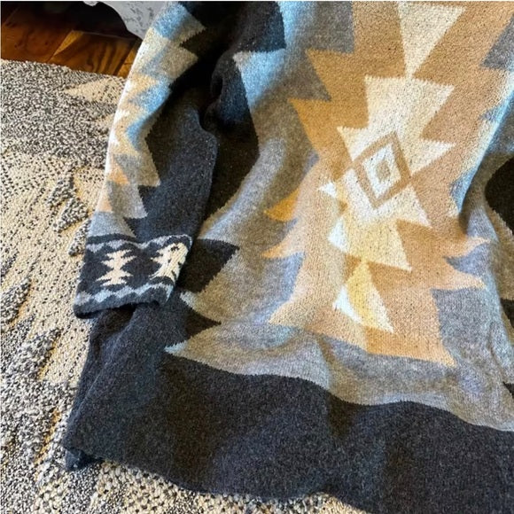 Emory Aztec Western Grey Cardigan Sweater - Lavender Tribe