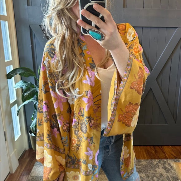 Billie Floral Kimono Sleeve Cardigan Top - Lavender Tribe