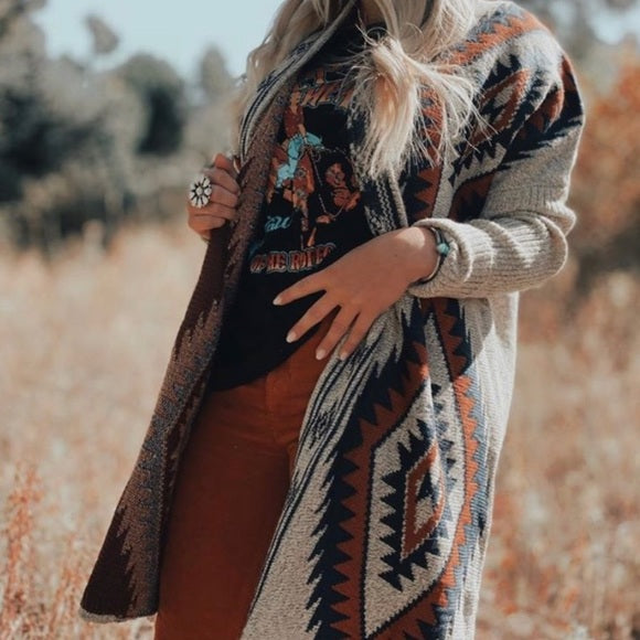 Wyoming Grey Long Cardigan Sweater - Lavender Tribe