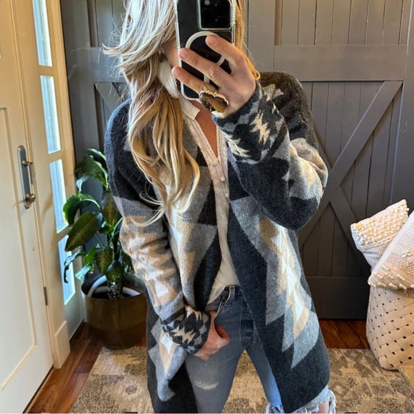 Emory Western Grey Cardigan Sweater