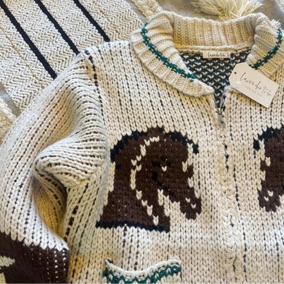 Western Cowichan Horse Knit Cardigan Sweater