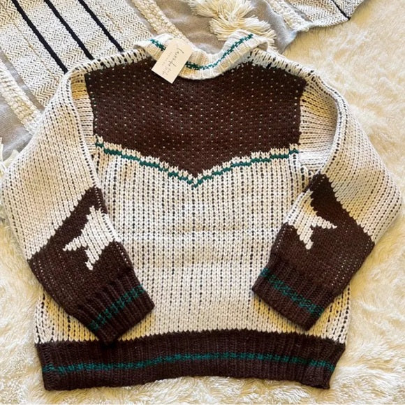 Western Cowichan Horse Knit Cardigan Sweater
