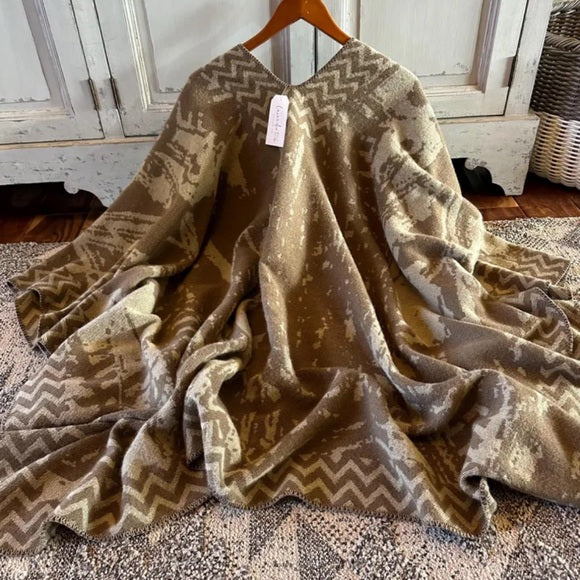Western Geometric Cozy Blanket Cardigan Sweater