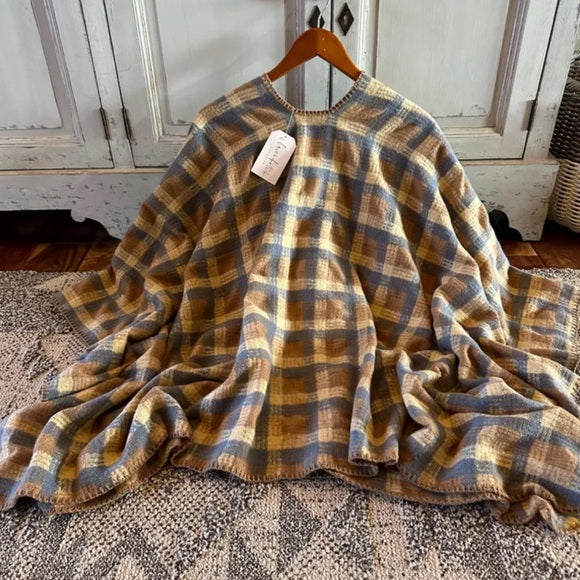 Western Plaid Cozy Blanket Cardigan Sweater