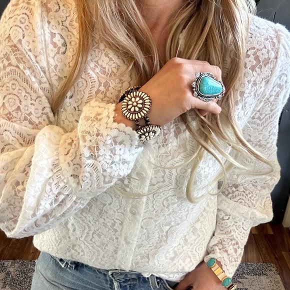 Turquoise Oversized Western Cuff Ring