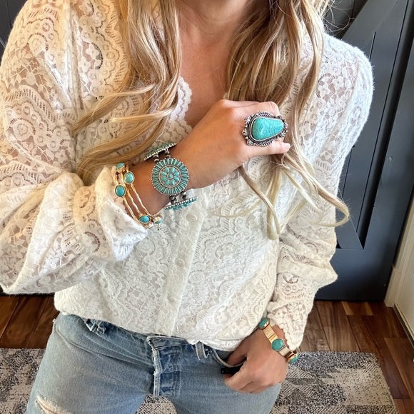 Turquoise Oversized Western Cuff Ring