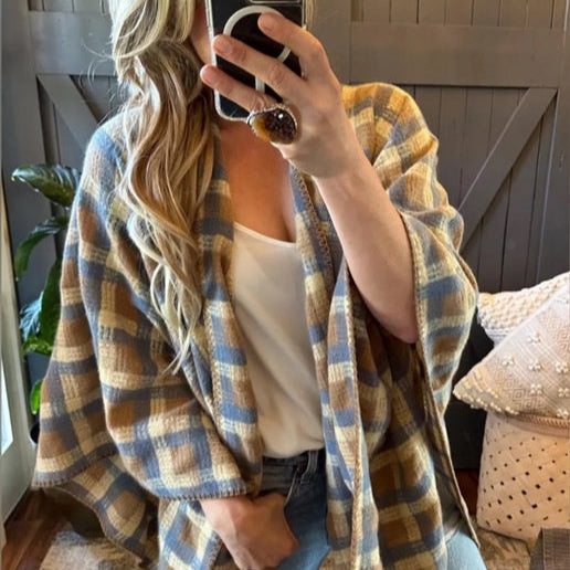 plaid sweater on model