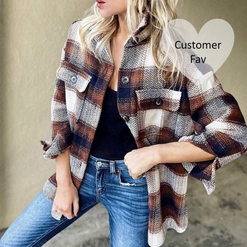 Post Falls Plaid Button Front Shirt Jacket Flannel Shacket