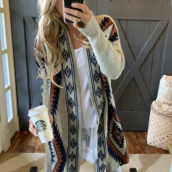 Wyoming Grey Long Cardigan Sweater - Lavender Tribe