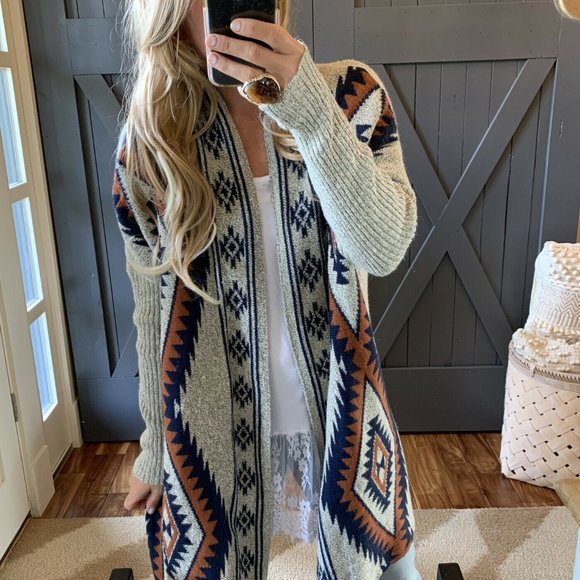 Wyoming Grey Long Cardigan Sweater - Lavender Tribe