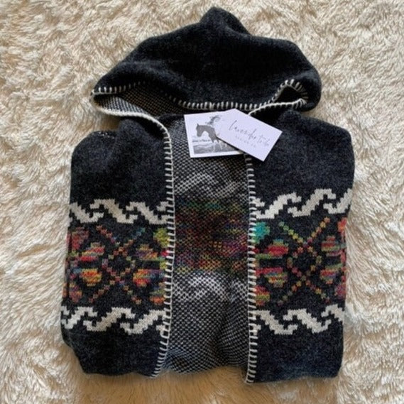 Rock Springs Tribal Print Hooded Cardigan Sweater - Lavender Tribe